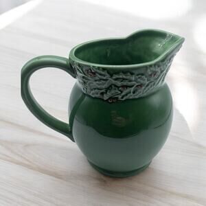 Vintage Ceramic Holiday HollyBerry Pitcher by Garden Ridge, 2005 Original Tag 8"